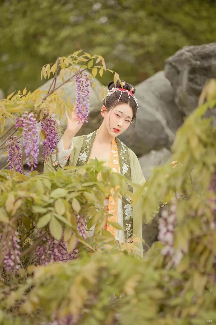 汉服仕女 | 紫藤挂云木，花蔓宜阳春