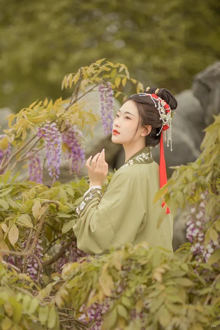 汉服仕女 | 紫藤挂云木，花蔓宜阳春