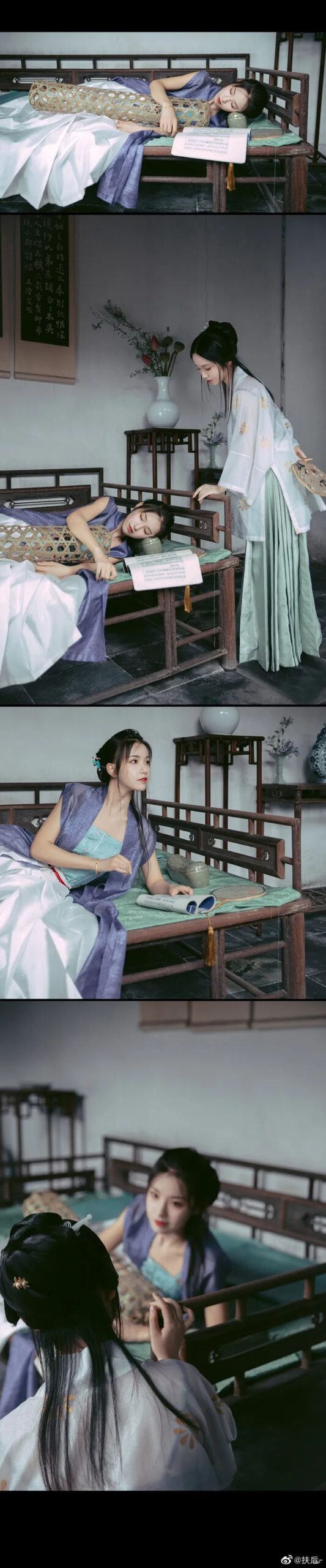 汉服仕女|插花品茶，赏雨闲谈