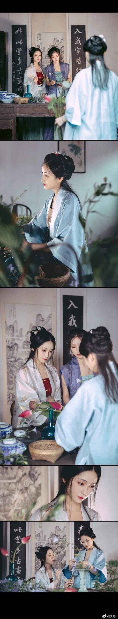 汉服仕女|插花品茶，赏雨闲谈