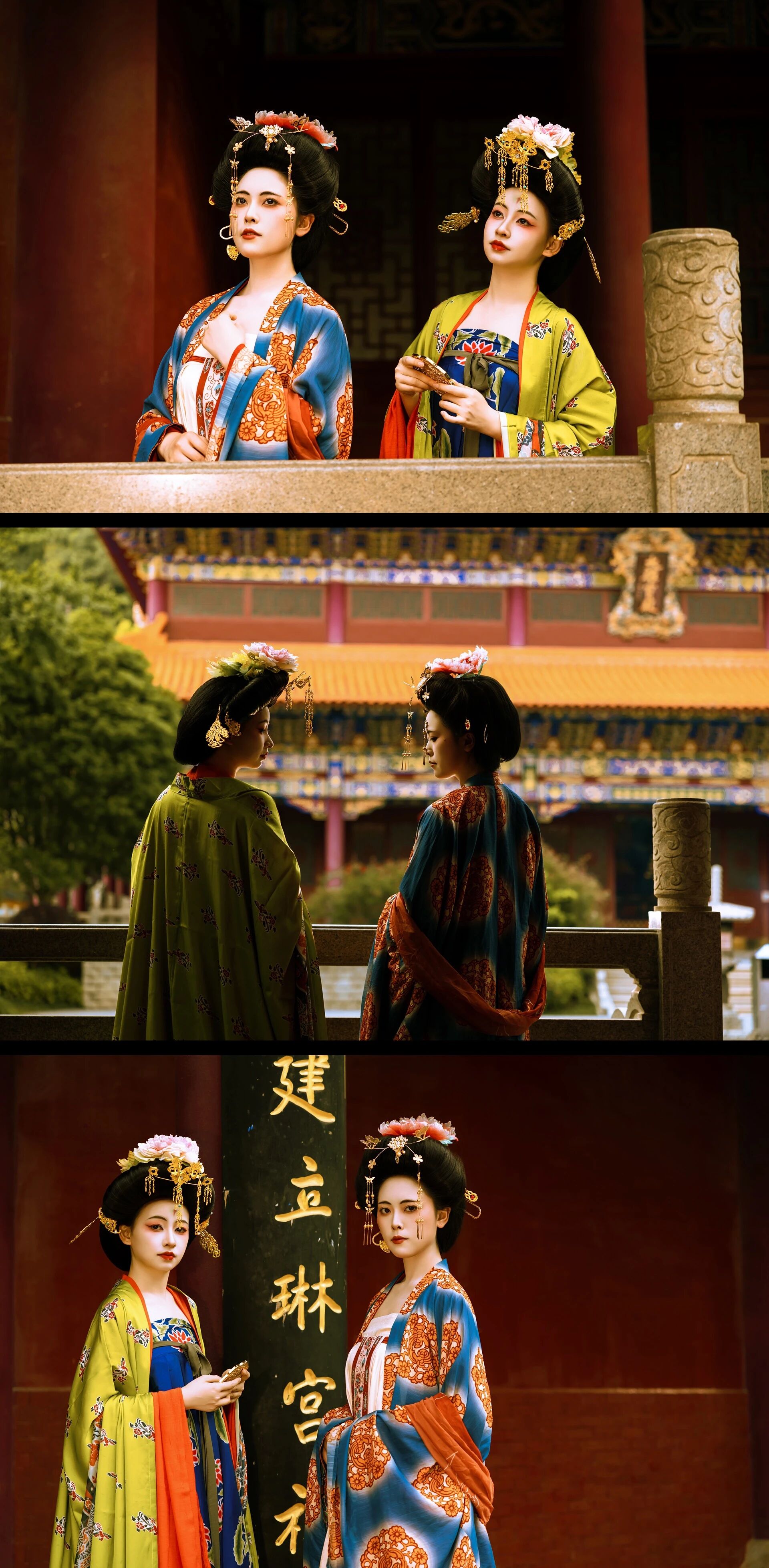 【汉服写真】大唐双姝:并立春风里,一袭齐整唐妆共此华年