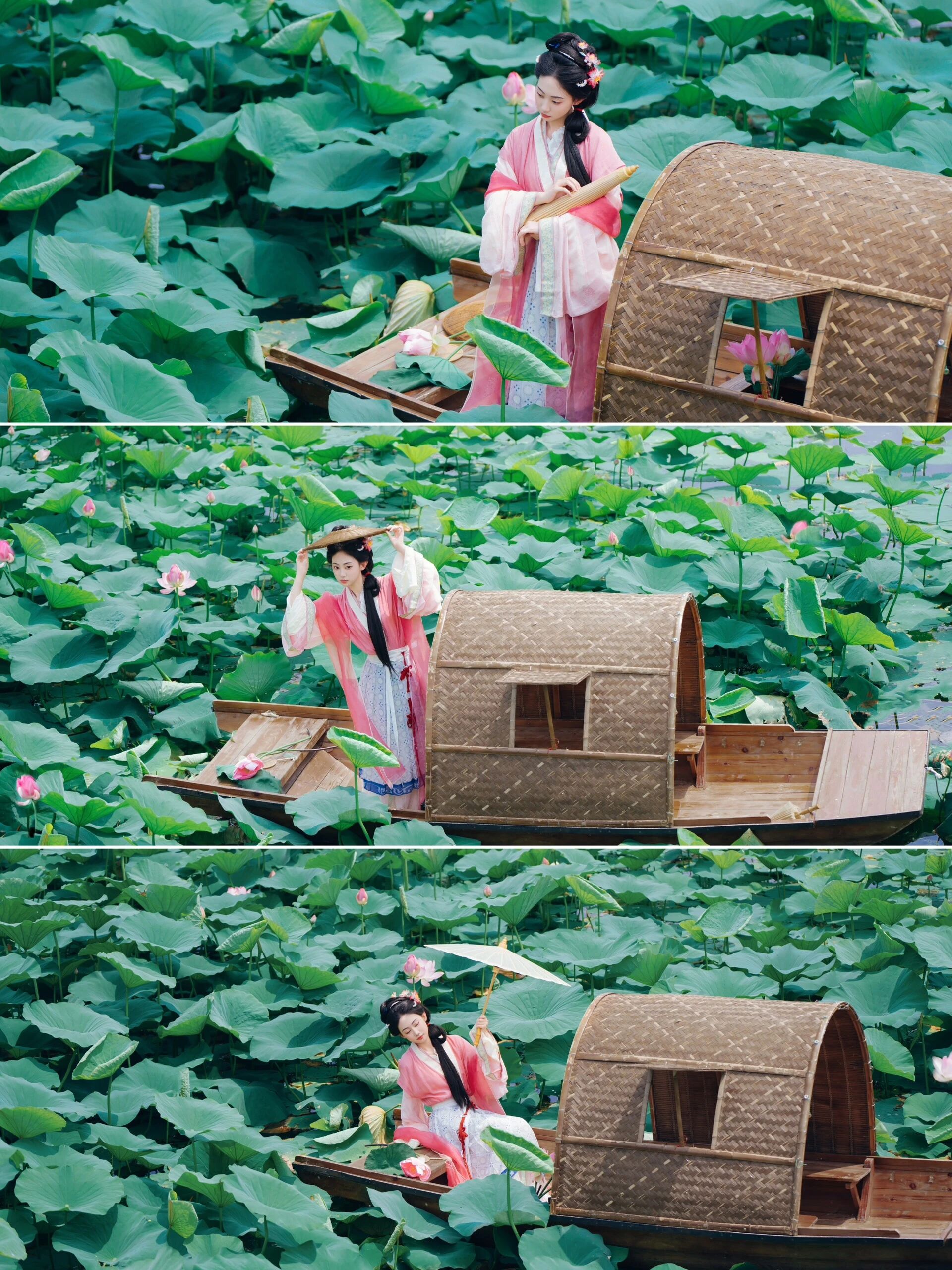 【汉服写真】沈阳荷花乌篷船:误入藕花深处,一棹摇碎满池夏
