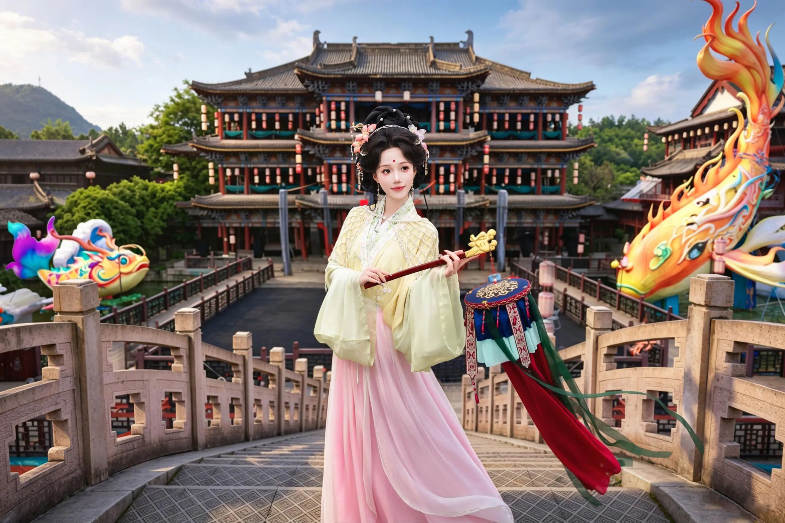 【汉服写真】横店宋韵仕女图:纤指弄珠盘,罗袖笼灯影