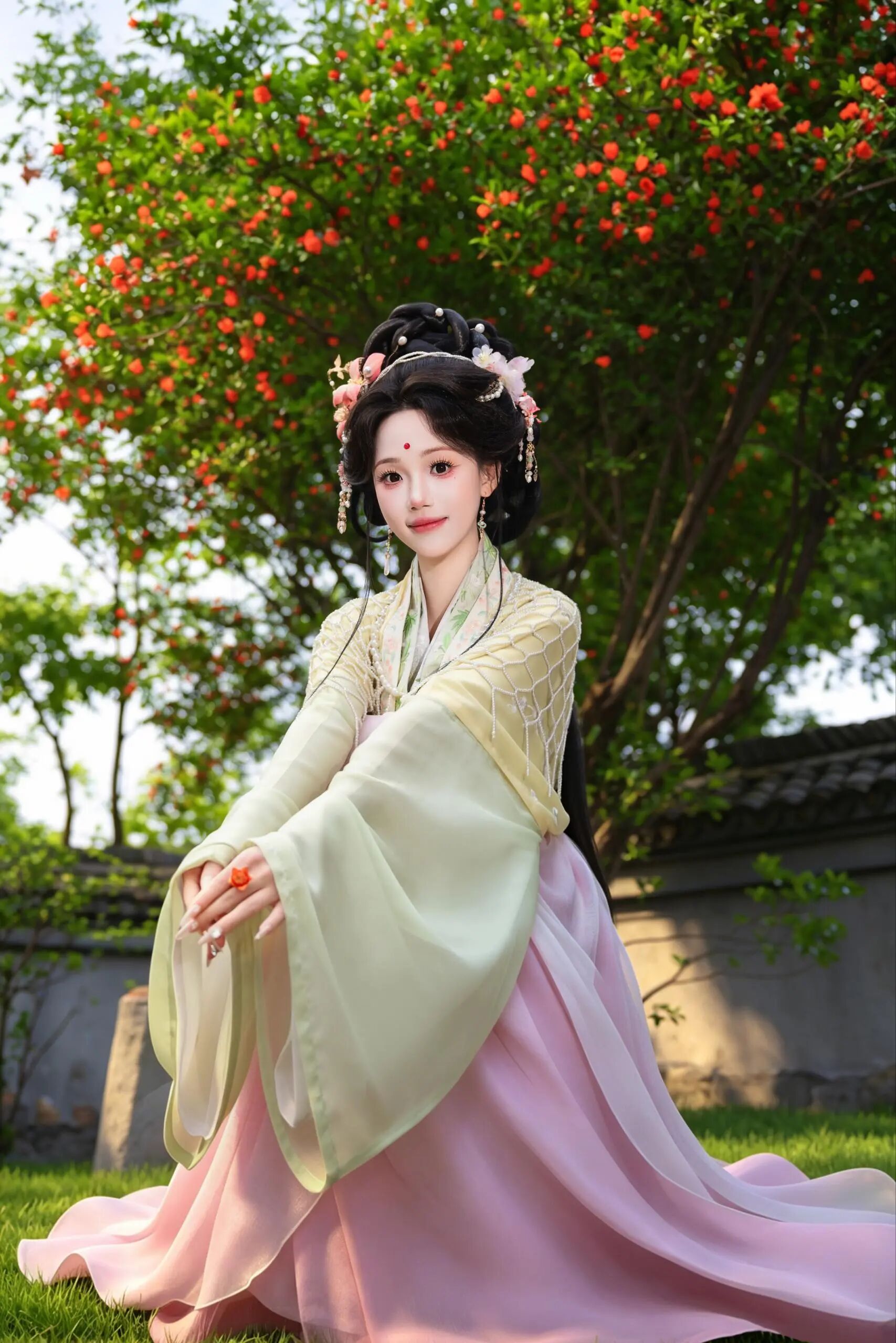 【汉服写真】横店宋韵仕女图:纤指弄珠盘,罗袖笼灯影