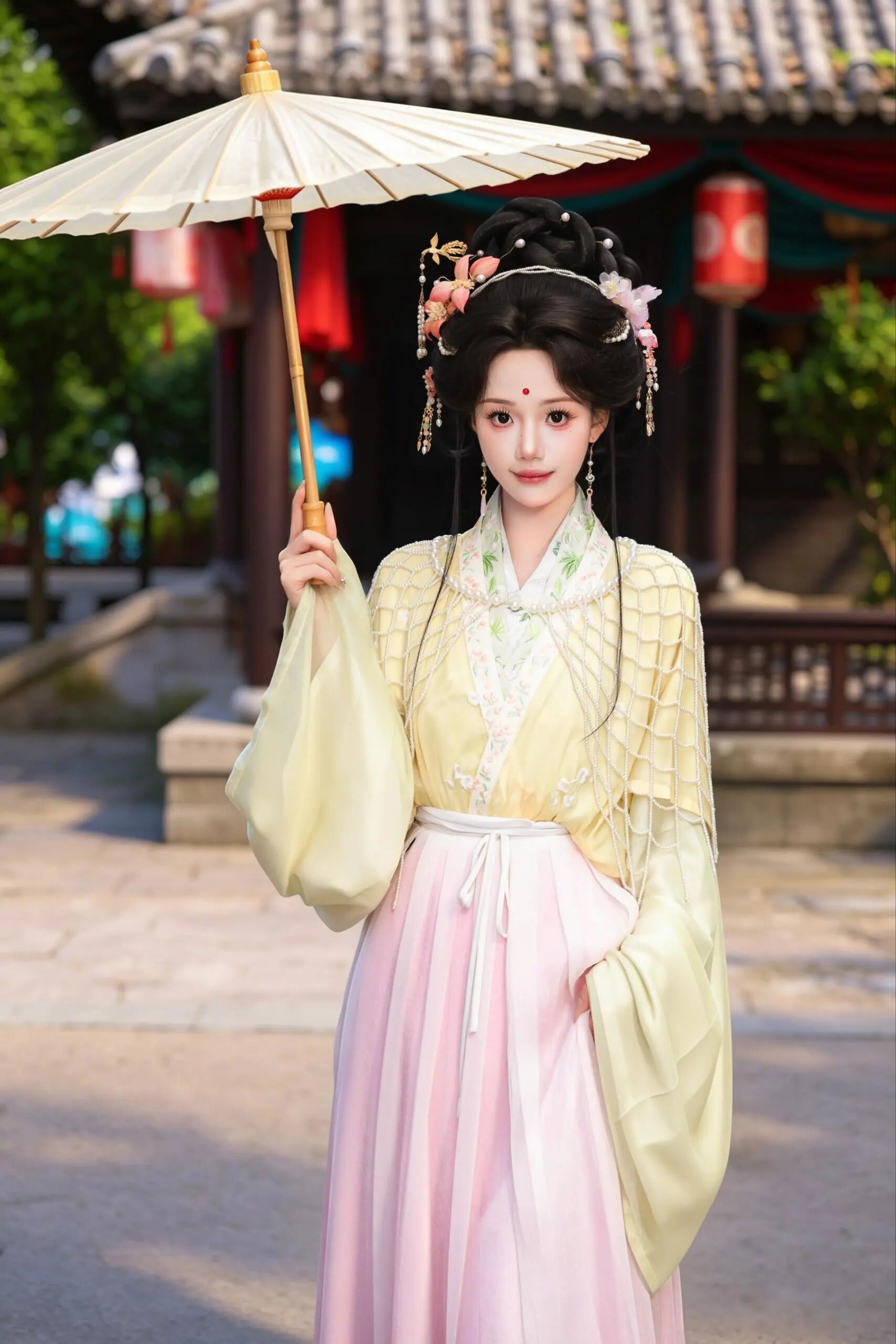 【汉服写真】横店宋韵仕女图:纤指弄珠盘,罗袖笼灯影
