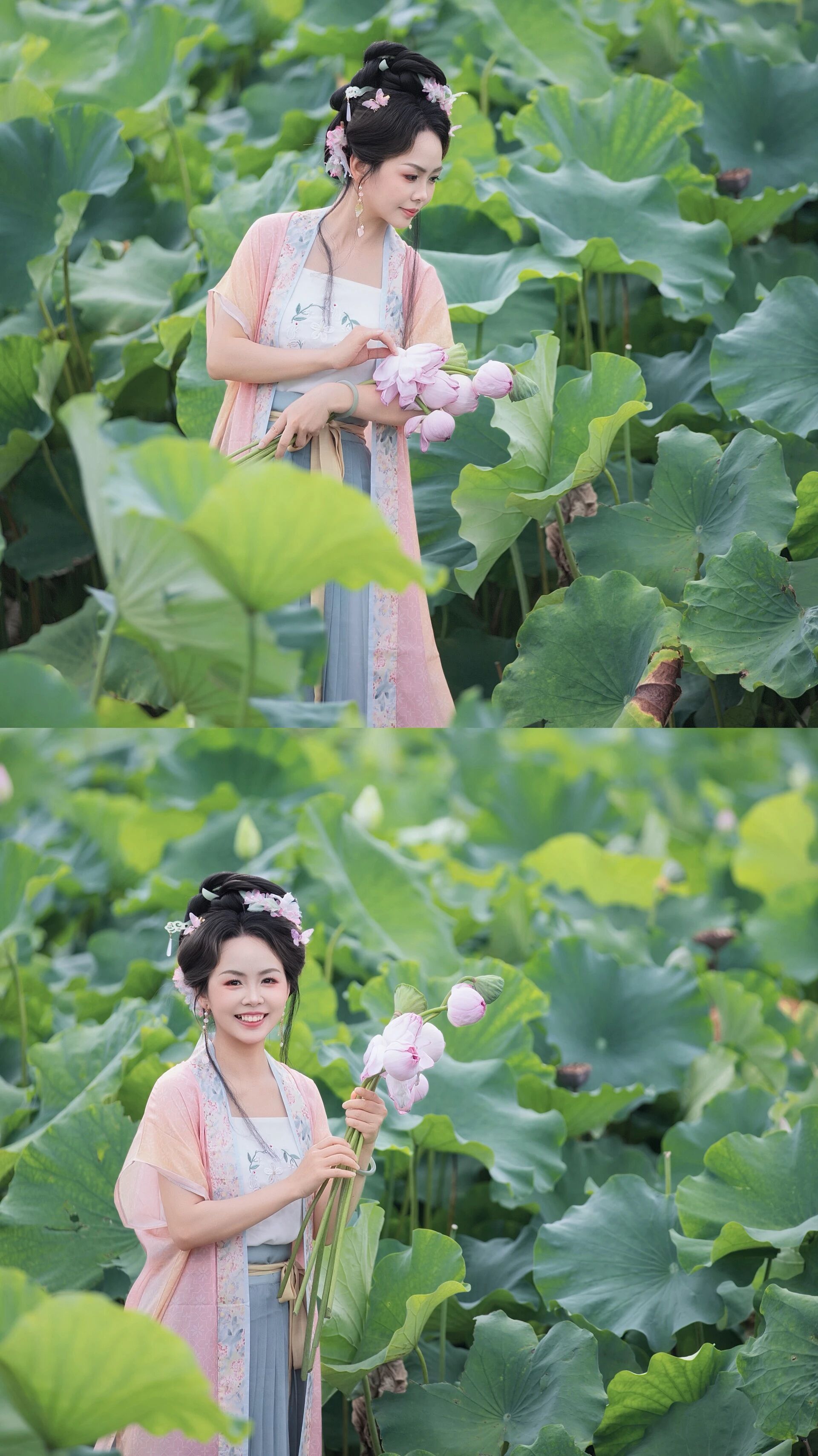 【汉服写真】宋衫碧荷:轻倚塘畔,人面芙蓉两相扬