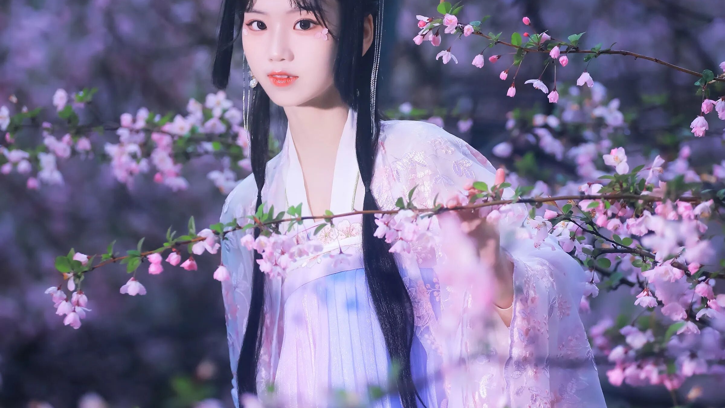 【汉服摄影】淡紫轻纱夜樱 拍出梦幻仙气的5个姿势