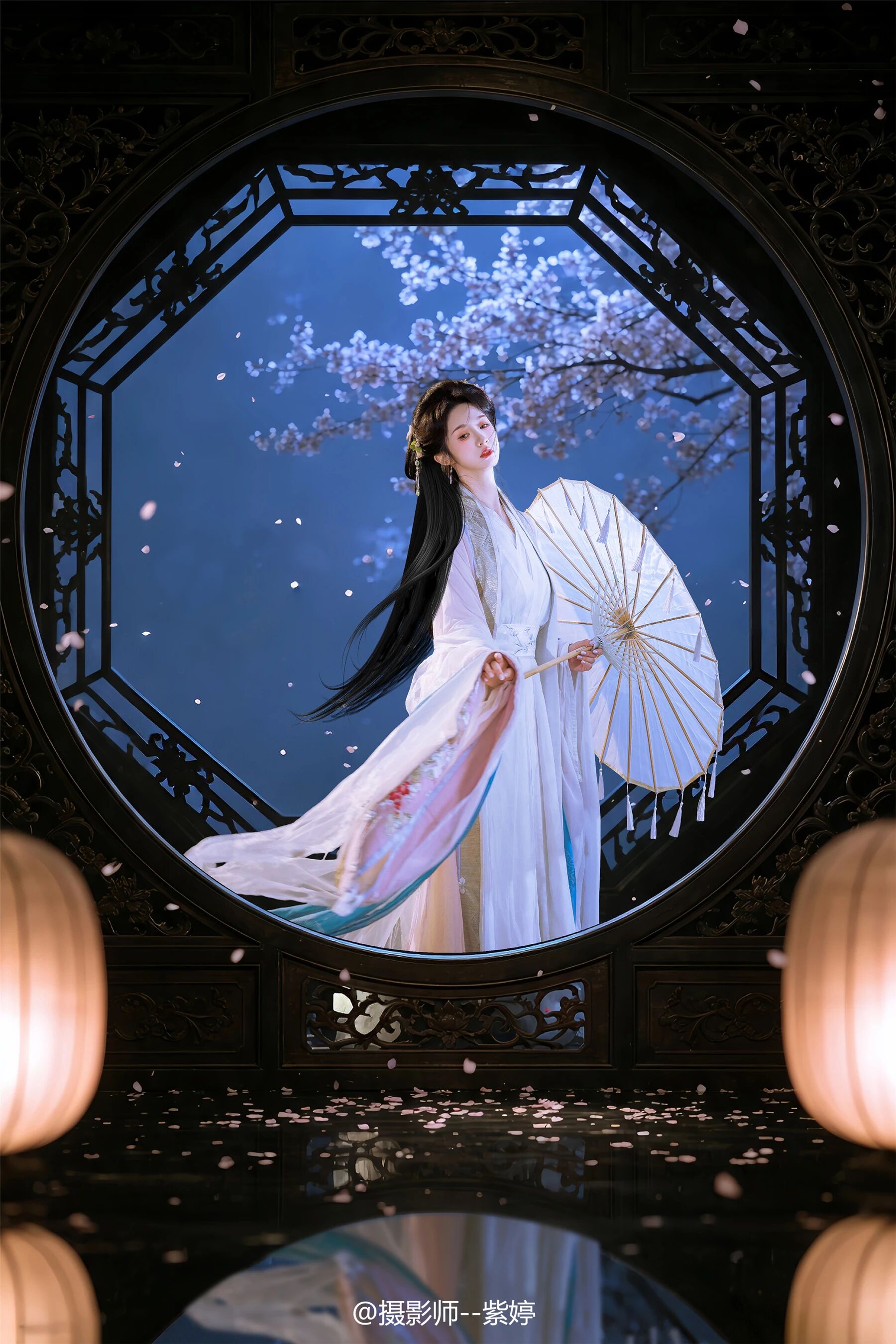 夜樱辞梦 · 月光门里 夜拍第3帧/6·竖幅