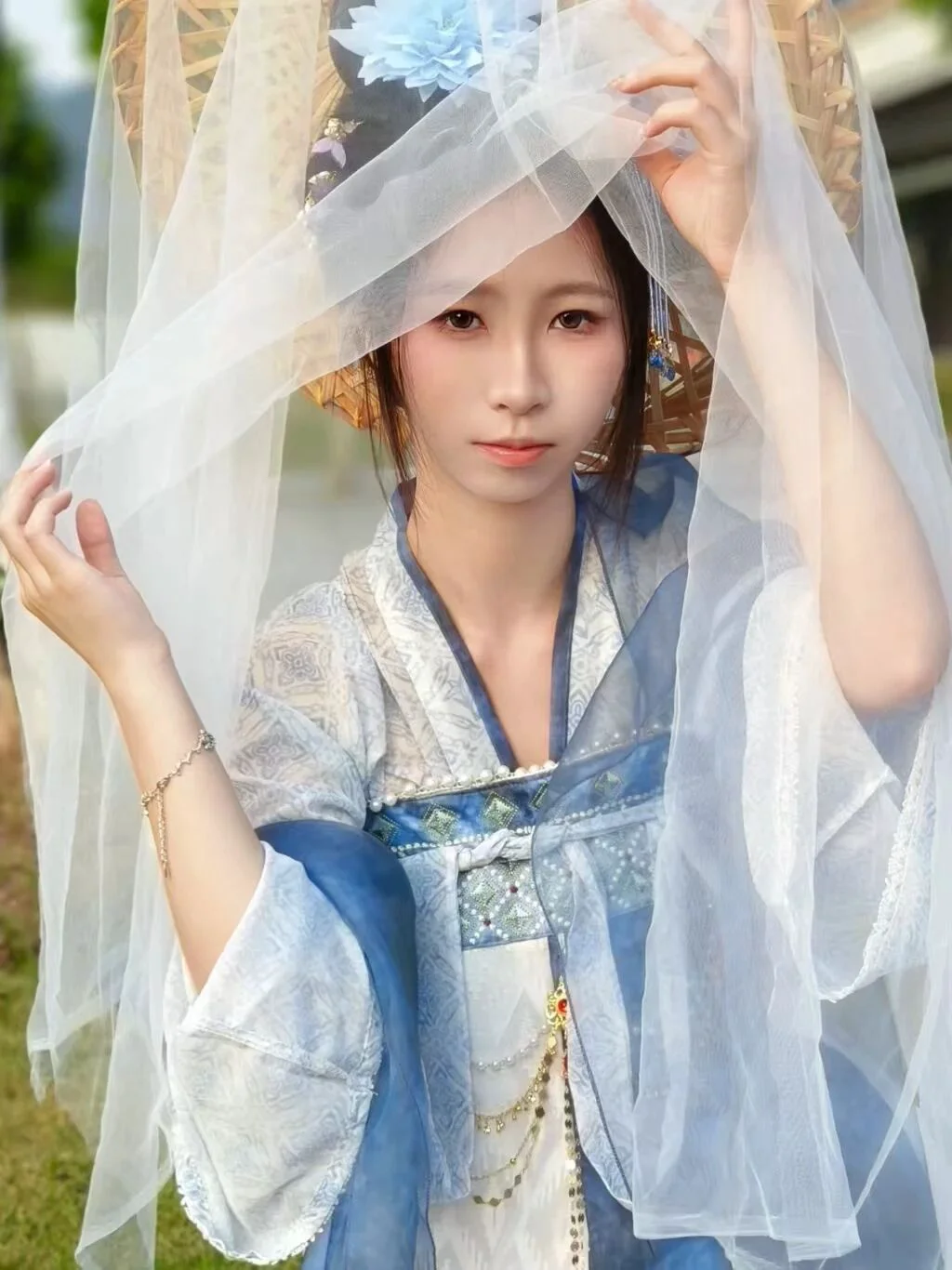 汉服帷帽纱幔特写 妆造细节