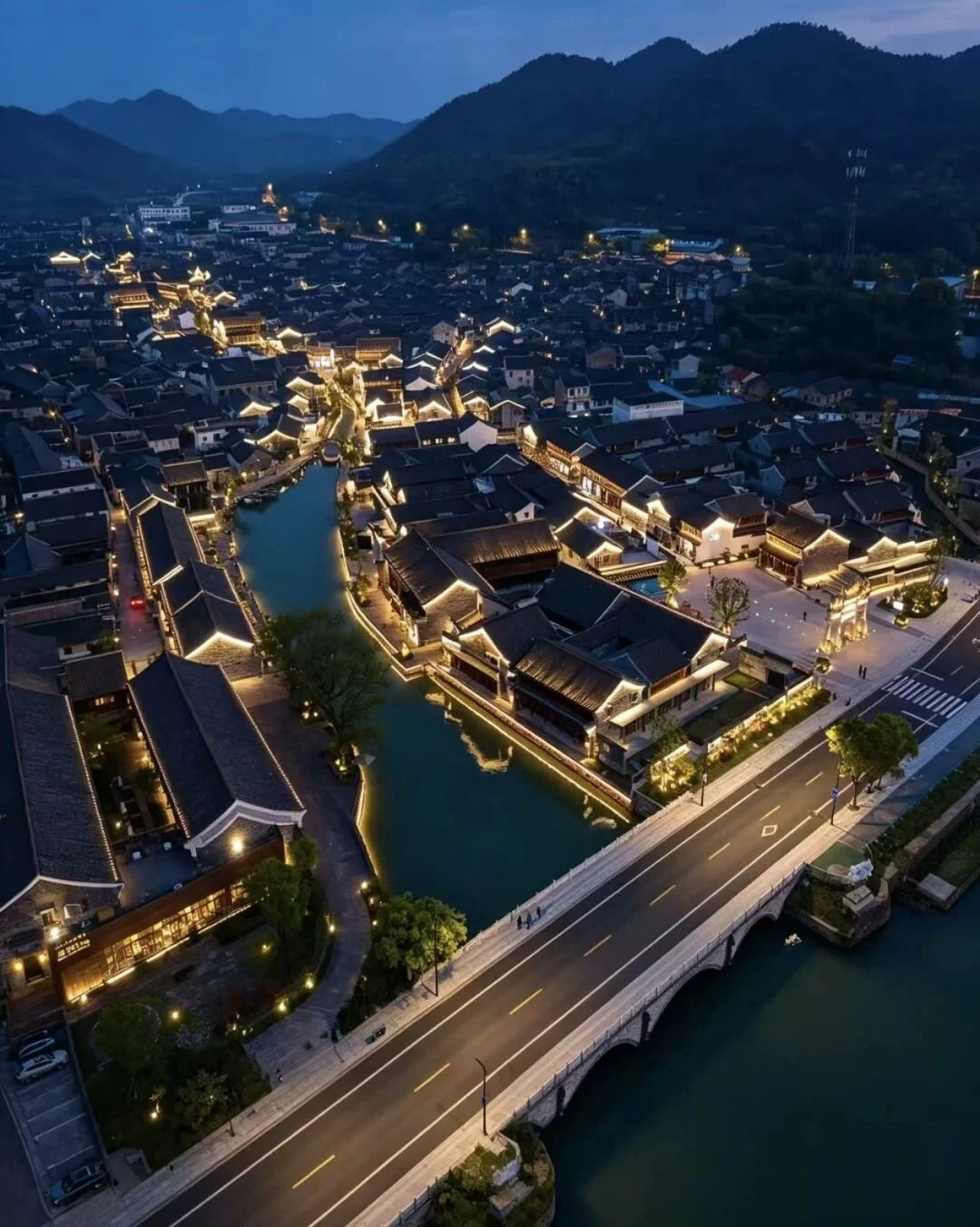 韩岭老街全景航拍 沉浸式宋剧场