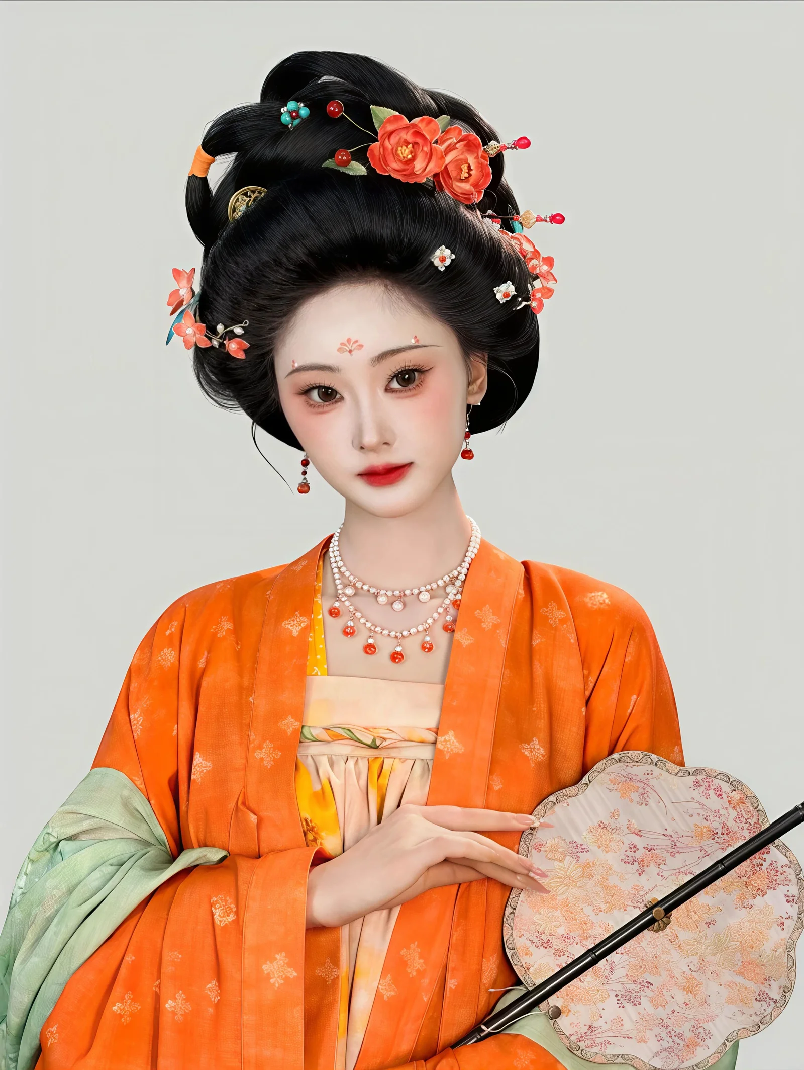 唐制汉服妆造 橙红衫裙 灼灼其华