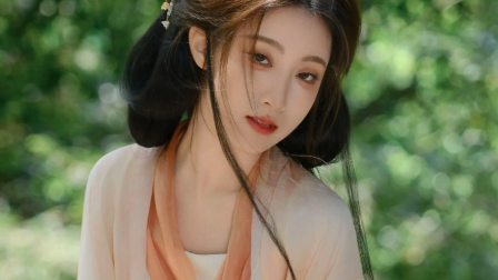 林间石台浅粉汉服写真教程：白瓷酒具配竹席，4个姿态拍出温婉古风仙气