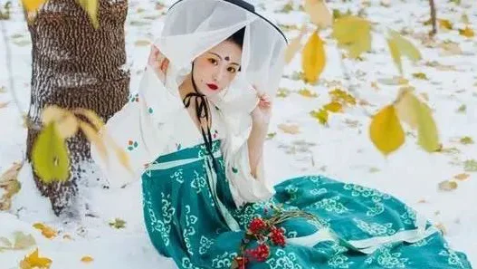 汉服摄影｜残云初雪雍容甚，高下东风点乱红