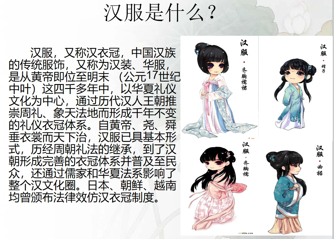 【汉服资料】汉服基本形制宣传册 汉服ppt课件资料下载