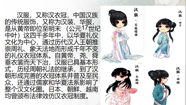 【汉服资料】汉服基本形制宣传册 汉服ppt课件资料下载
