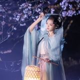 紫白纱衣花间舞，仙影翩跹入画来