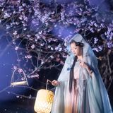 蝶扇轻摇风满袖，衣袂飘飘步轻盈
