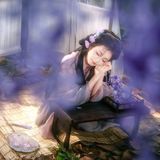 【汉服写真】月下折花不问归期：晚风是旧信，紫花漫野映衣冠