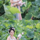 【汉服写真】宋衫碧荷：轻倚塘畔，人面芙蓉两相扬