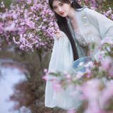 汉服佳人｜青衫罗袖拂花枝，一溪春水照海棠