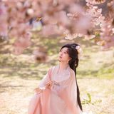【汉服写真】执扇粉裳惹春风 浅粉国风入画来