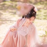 【汉服写真】执扇粉裳惹春风 浅粉国风入画来