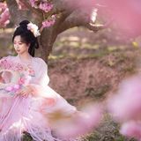 【汉服写真】执扇粉裳惹春风 浅粉国风入画来