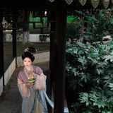 团扇半掩，最宜远观。