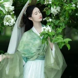 唯愿春日不迟，相逢终有时｜春日绿纱汉服写真 第5帧