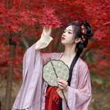 红枫汉服写真 团扇白纱造型 4