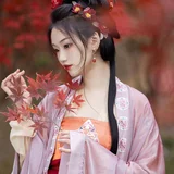 红枫汉服写真 团扇白纱造型 5
