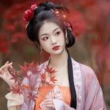 红枫汉服写真 团扇白纱造型 8