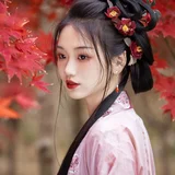 红枫汉服写真 团扇白纱造型 9