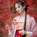 红枫汉服写真 团扇白纱造型 13
