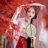 红枫汉服写真 团扇白纱造型 14