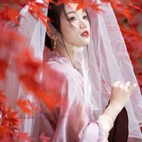 红枫汉服写真 团扇白纱造型 16
