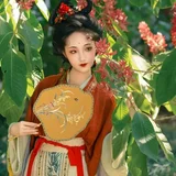 我言秋日胜春朝｜红花园秋日汉服写真 第4帧