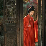 一袭红衣，满园秋色｜秋日园林汉服写真 第2帧