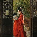 一袭红衣，满园秋色｜秋日园林汉服写真 第6帧