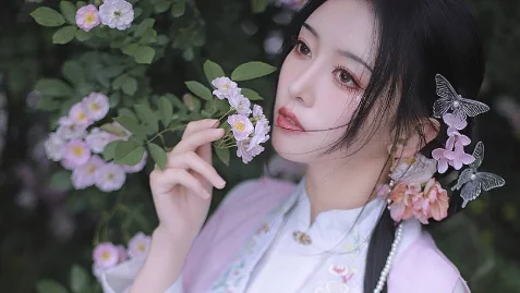 蔷薇篱下，汉服裁就一帘春梦