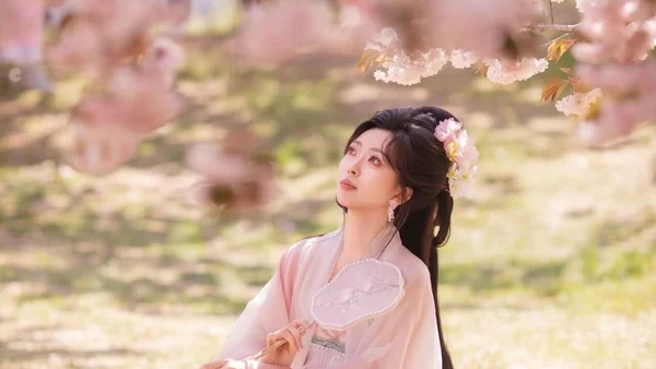 【汉服写真】执扇粉裳惹春风 浅粉国风入画来