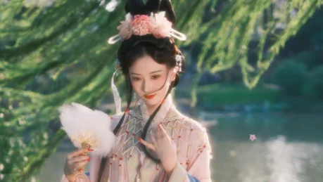 【汉服写真】芭蕉影下 · 一袭粉白